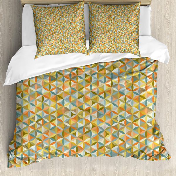 Abakuhaus Copripiumino Astratto, Interlace Rotondo Ovale, Antiacaro Adatto A Chi Soffre Di Allergie Con Federe, 155 Cm X 220 Cm - 80 X 80 Cm, Multicolore-image