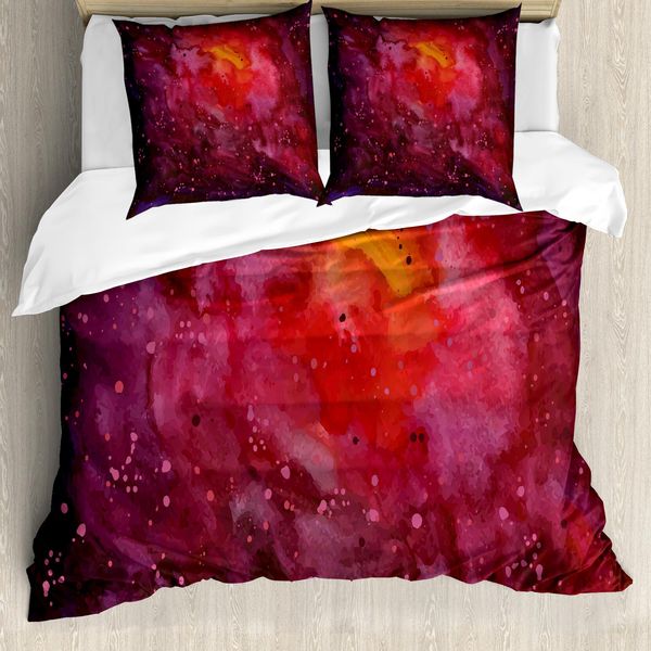 Abakuhaus Copripiumino Space, Stardust Universe, Antiacaro, Adatto A Chi Soffre Di Allergie, Con Federe, 200 Cm X 200 Cm - 80 X 80 Cm, Lavanda Arancione Senape-image