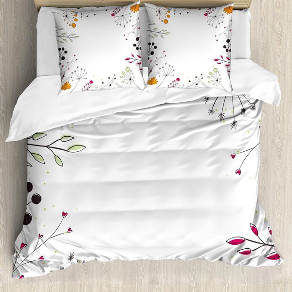Abakuhaus Copripiumino Moderno, Motivi Floreali Geometrici, Antiacaro, Adatto A Chi Soffre Di Allergie, Con Federe, 155 Cm X 220 Cm - 80 X 80 Cm, Pistacchio Magenta-image
