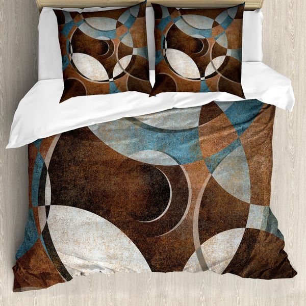 Abakuhaus Copripiumino Astratto, Motivi Grunge Vintage, Antiacaro, Adatto A Chi Soffre Di Allergie, Con Federe, 155 Cm X 220 Cm - 80 X 80 Cm, Blu Ardesia Umbra-image