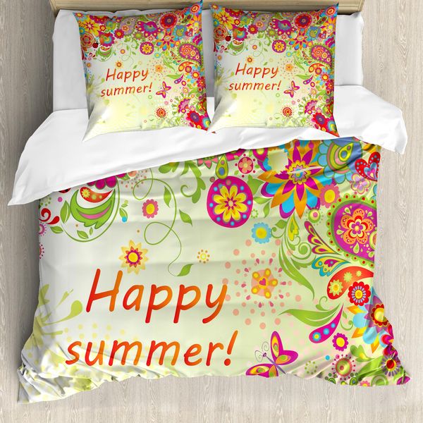 Abakuhaus Copripiumino Con Fiori, Foglie Paisley, Antiacaro, Adatto A Chi Soffre Di Allergie, Con Federe, 155 Cm X 220 Cm - 80 X 80 Cm, Multicolore-image