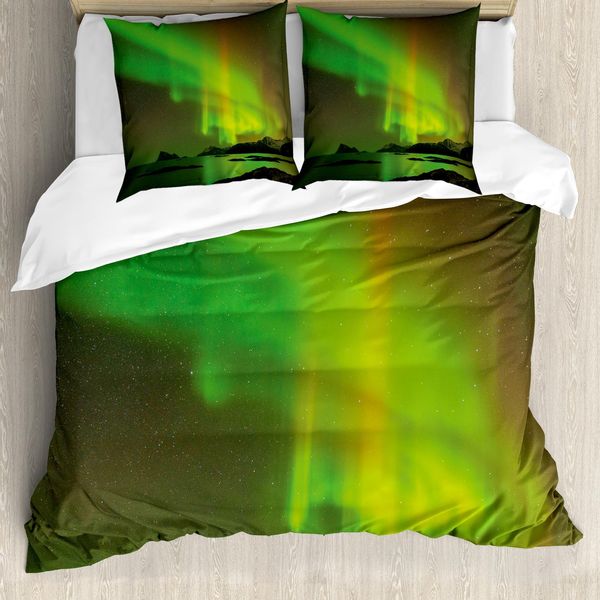 Abakuhaus Set Copripiumino Nordlicht Per Letti Matrimoniali, Vista Tranquilla, Antiacaro Adatto A Chi Soffre Di Allergie Con Federe, Verde Reseda E-image