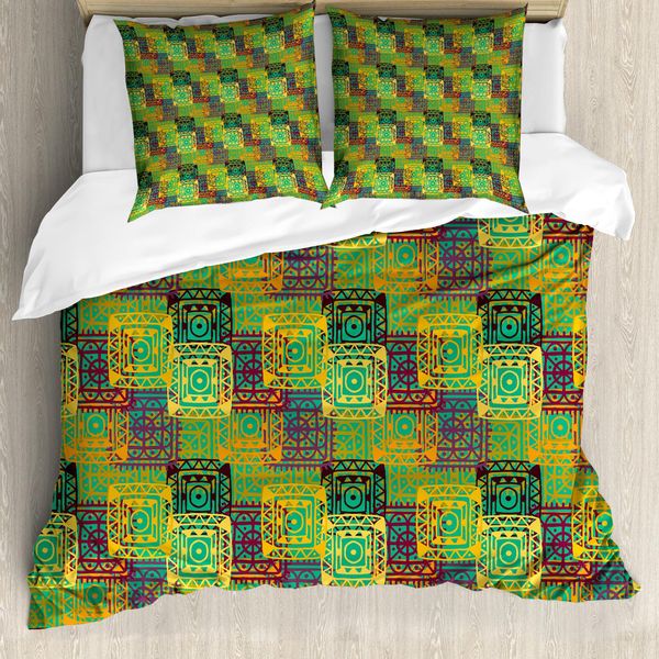 Abakuhaus Copripiumino Etnico, Folk Mutter, Antiacaro, Adatto A Chi Soffre Di Allergie, Con Federe, 200 Cm X 200 Cm - 80 X 80 Cm, Multicolore-image