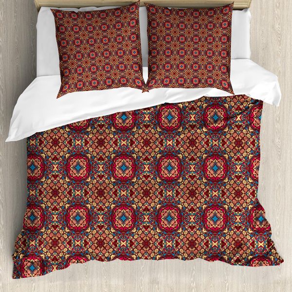 Abakuhaus Copripiumino Vintage, Immagine Colorata, Antiacaro, Adatto A Chi Soffre Di Allergie, Con Federe, 155 Cm X 220 Cm - 80 X 80 Cm, Multicolore-image