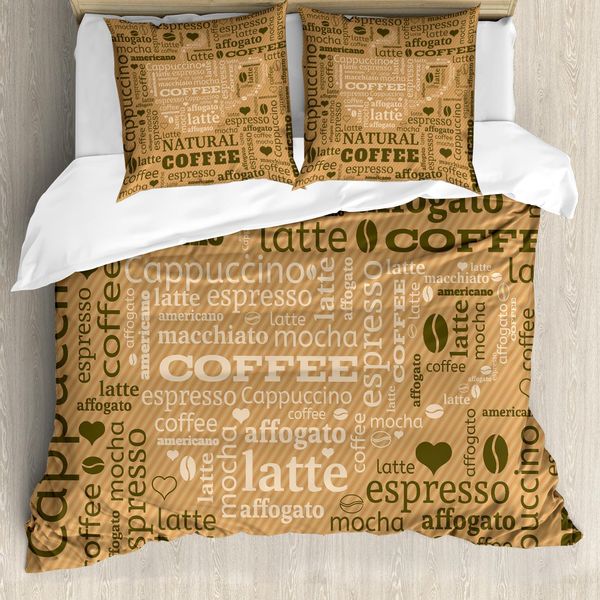 Abakuhaus Set Copripiumino Marrone Chiaro Per Letti Matrimoniali, Bevanda Calda Al Caffè, Antiacaro, Adatto A Chi Soffre Di Allergie, Con Federe, Marrone Chiaro-image