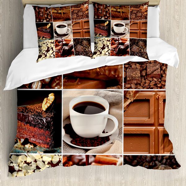 Abakuhaus Copripiumino Marrone, Caffè-Cioccolato Cacao, Antiacaro, Adatto A Chi Soffre Di Allergie, Con Federe, 200 Cm X 200 Cm - 80 X 80 Cm, Marrone-image