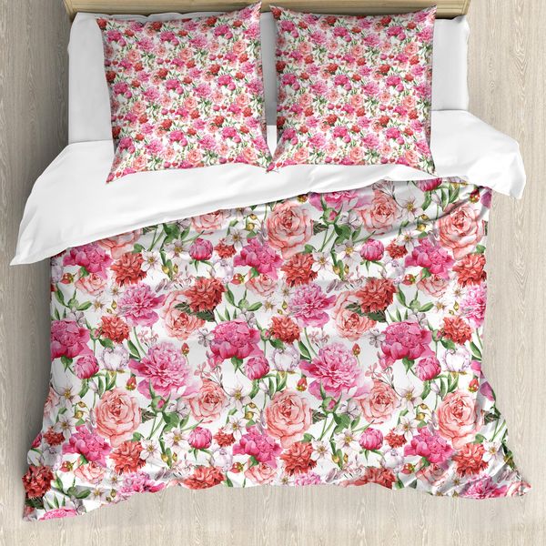 Abakuhaus Copripiumino Shabby Flora, Spring Garden Roses, Antiacaro, Adatto A Chi Soffre Di Allergie, Con Federe, 200 Cm X 200 Cm - 80 X 80 Cm, Rosa Pallido-image