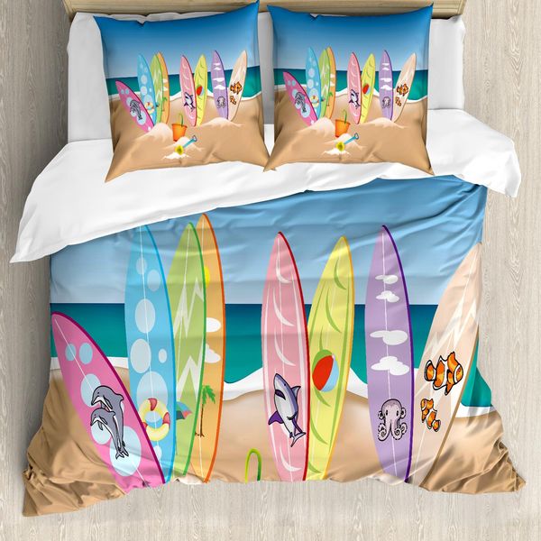 Abakuhaus Copripiumino Ocean, Spiaggia Skyd Il Mare, Antiacaro, Adatto A Chi Soffre Di Allergie, Con Federe, 155 Cm X 220 Cm - 80 X 80 Cm, Multicolore-image