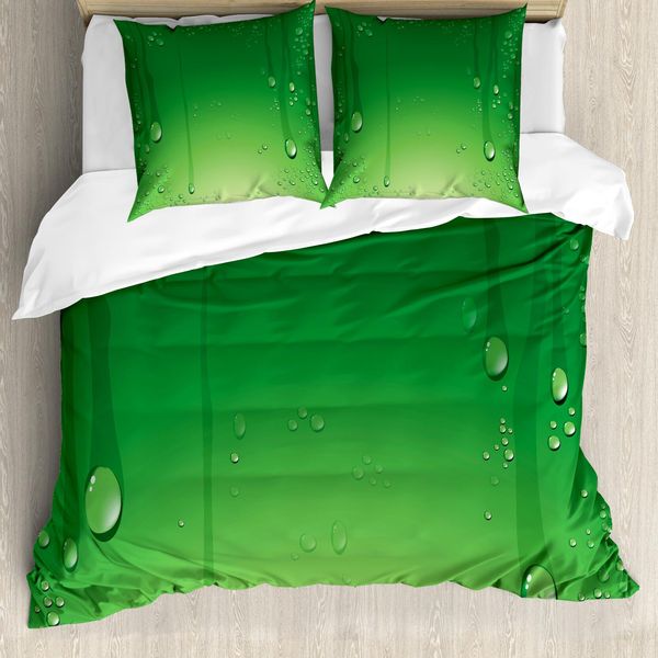 Abakuhaus Copripiumino Verde, Arte Astratta Gocce D'acqua, Antiacaro, Adatto A Chi Soffre Di Allergie, Con Federe, 200 Cm X 200 Cm - 80 X 80 Cm, Verde Felce, Verde Mela-image