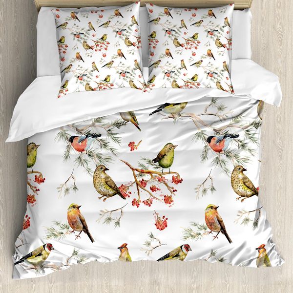 Abakuhaus Copripiumino Per Animali Domestici, Uccelli Colorati Della Foresta, Antiacaro, Adatto A Chi Soffre Di Allergie, Con Federe, 200 Cm X 200 Cm - 80 X 80 Cm, Multicolore-image
