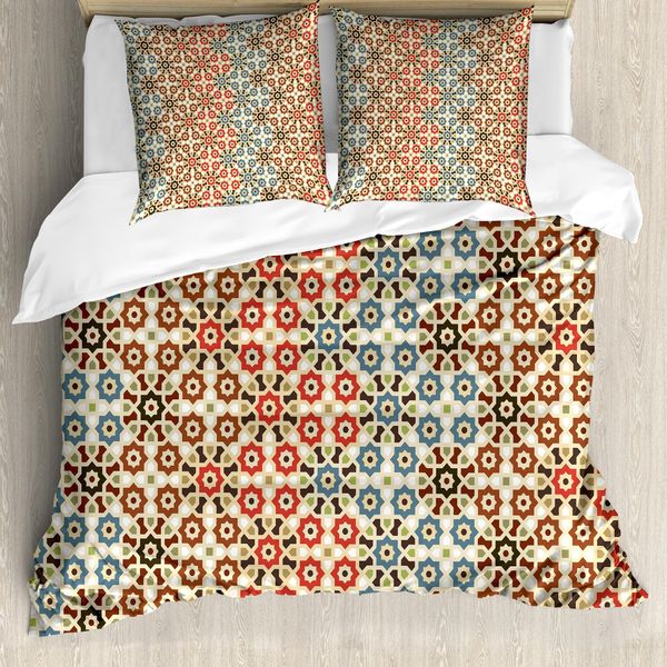 Abakuhaus Copripiumino Astratto, Motivi, Antiacaro, Adatto A Chi Soffre Di Allergie, Con Federe, 155 Cm X 220 Cm - 80 X 80 Cm, Beige E Marrone-image