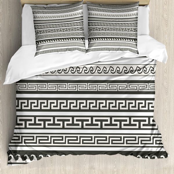 Abakuhaus Copripiumino Astratto, Motivo, Antiacaro, Adatto A Chi Soffre Di Allergie, Con Federe, 200 Cm X 200 Cm - 80 X 80 Cm, Verde Militare, Crema, Bianco-image