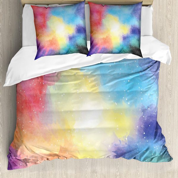 Abakuhaus Copripiumino Space, Nebbia Acquerellata, Antiacaro, Adatto A Chi Soffre Di Allergie, Con Federe, 200 Cm X 200 Cm - 80 X 80 Cm, Multicolore-image