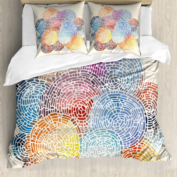 Abakuhaus Copripiumino Colorato, Mosaico Astratto A Pois, Antiacaro, Adatto A Chi Soffre Di Allergie, Con Federe, 155 Cm X 220 Cm - 80 X 80 Cm, Multicolore-image