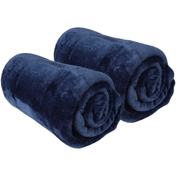 Coperta "Celina"" In Confezione Da 2 - Coperta Soffice Di Alta Qualità, 80 X 120 Cm - Blu"-image