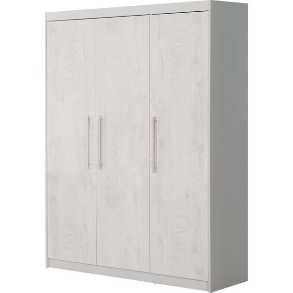 Armadio Roba "Maren 2"", 3 Ante, Armadio Con Ante Battenti, Mobili Per Neonati, Mobili Per Bambini, Grigio Chiaro E Bianco"-image