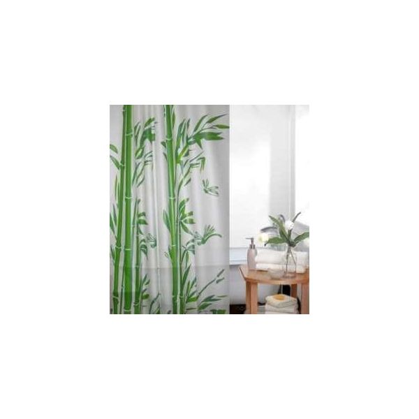 Tenda Da Doccia Peva Bianco Verde Bambù 180X200 Cm Incl. Anelli Per Tenda Da Doccia-image