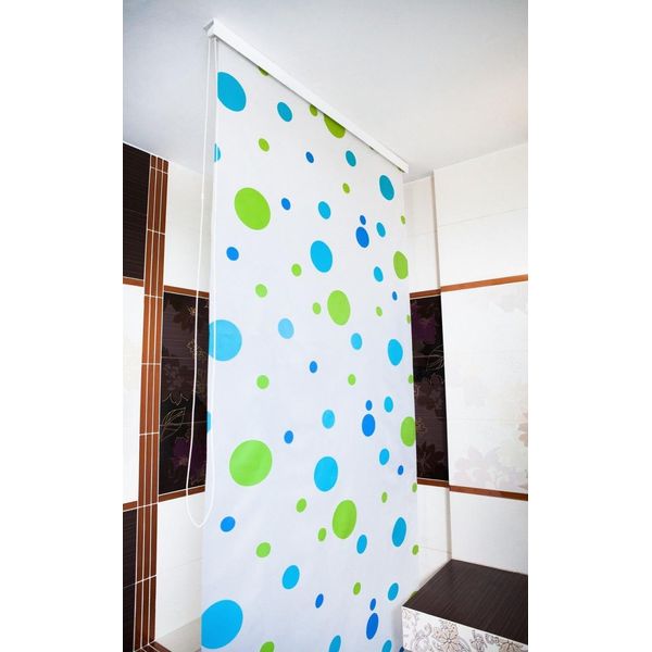 Tenda A Rullo Per Doccia A Semicassonetto 120X240 Cm Modello Sylt Blu Verde-image