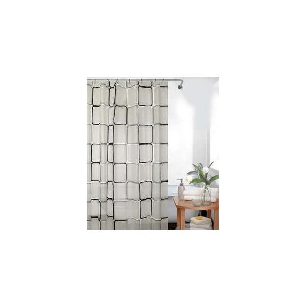 Tenda Da Doccia Peva Nero Grigio Quadro 180X180 Cm Incl. Anelli Per Tenda Da Doccia-image