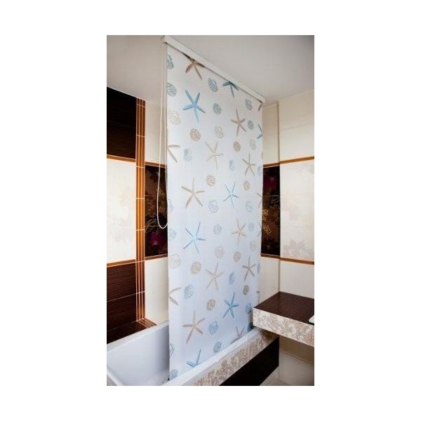 Tenda A Rullo Per Doccia A Semicassonetto 120X240 Cm Modello Oceanic Bianco-image