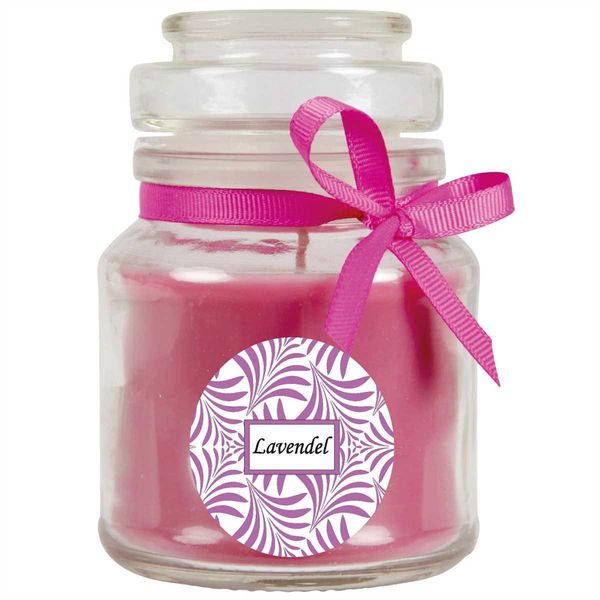 Candela Profumata Con Scritta "Lavender"" In Un Barattolo Di Caramelle, 120 G Di Cera - Durata Di Combustione Circa 30 Ore, Candela In Barattolo In Confezione Regalo"-image