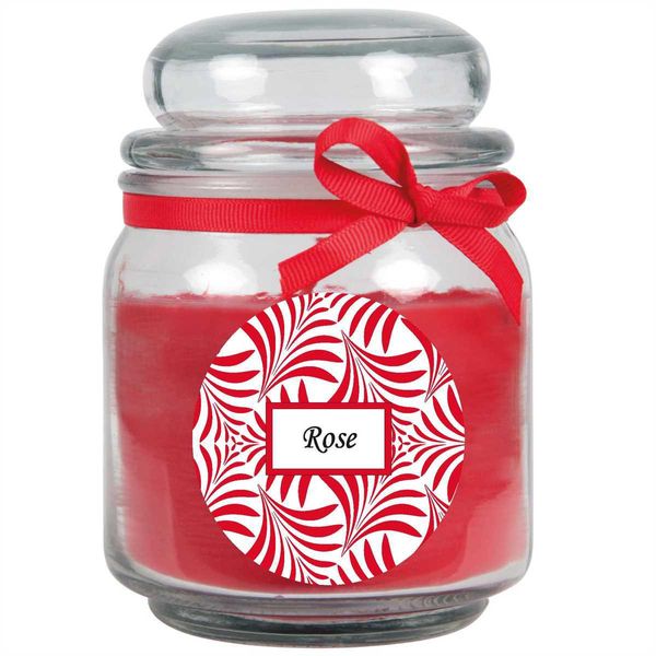 Candela Profumata Con Scritta "Rose"" In Un Barattolo Di Caramelle, 300 G Di Cera - Durata Di Combustione Circa 70 Ore, Candela In Barattolo In Confezione Regalo"-image
