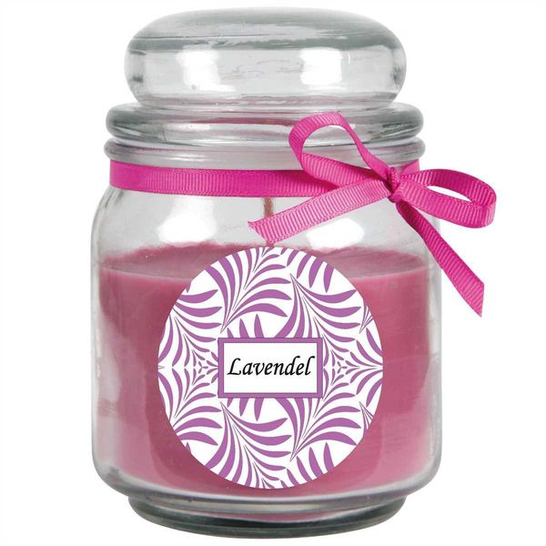 Candela Profumata Con Scritta "Lavender"" In Un Barattolo Di Caramelle, 300 G Di Cera - Durata Di Combustione Circa 70 Ore, Candela In Barattolo In Confezione Regalo"-image