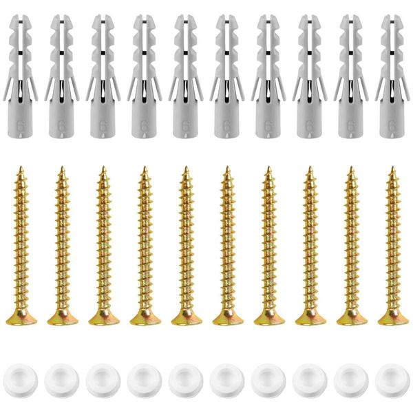 4 Set Di Fissaggio Per Binari Interni Binari Per Tende Binari Per Tende (Vite, Tassello E Tappi Di Chiusura)-image