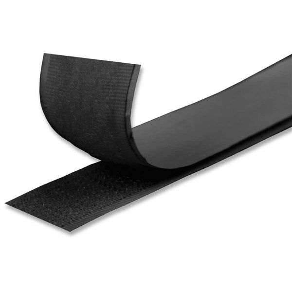 Nastro Con Gancio E Anello Pro Home, Nastro Autoadesivo Con Gancio E Anello Extra Forte - Larghezza 2Cm, Lunghezza 3M ( 6X 0,5M ) - Nero-image