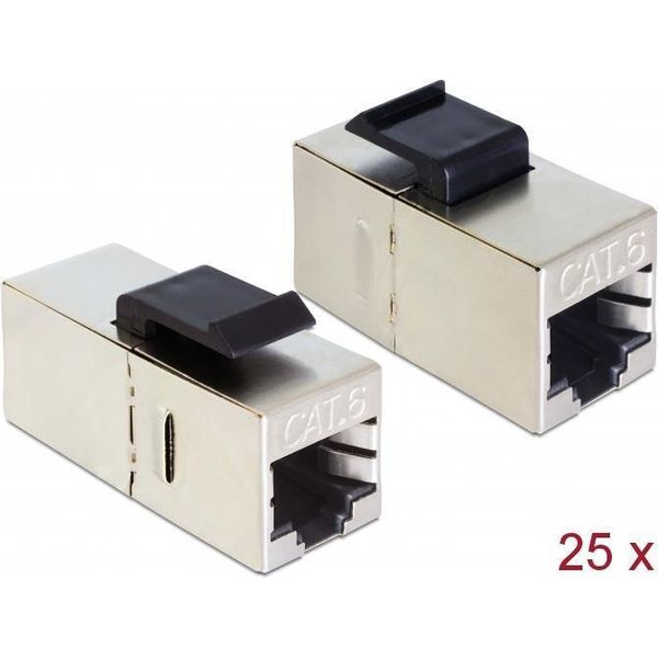 Delock Modulo Keystone Jack RJ45 > Jack RJ45 Cat.6 Compatto - Ingresso Modulare - RJ-45 - Nero (Confezione Da 25) (86626)-image