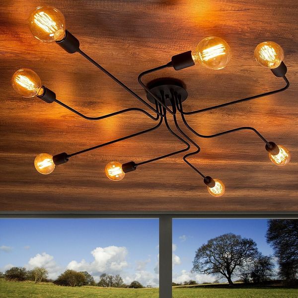 Opviq, Truva - N-698, Lampadario, Nero, Metallo, 140 X 140 X 15 Cm-image