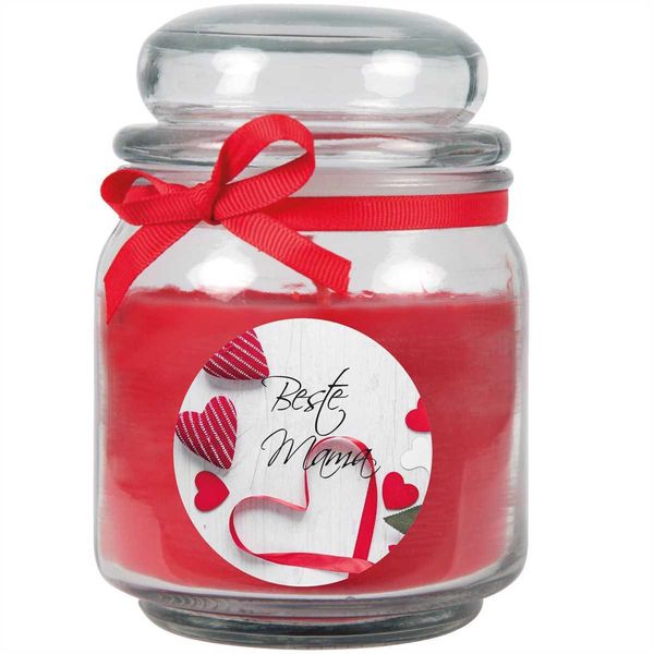 Candela Profumata In Barattolo Per La Festa Della Mamma, Fragranza: Rosa (Rossa), 300G - Dura Fino A 70 Ore-image