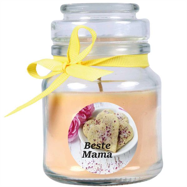 Candela Profumata In Barattolo Di Caramelle Per La Festa Della Mamma, Fragranza: Vaniglia ( Giallo ), 120G - Brucia Fino A 30 Ore-image