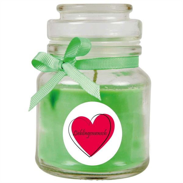 Candela Profumata In Barattolo Di Caramelle "Hearts"", Fragranza: Cocco ( Verde ), 120G - Dura Fino A 30 Ore"-image