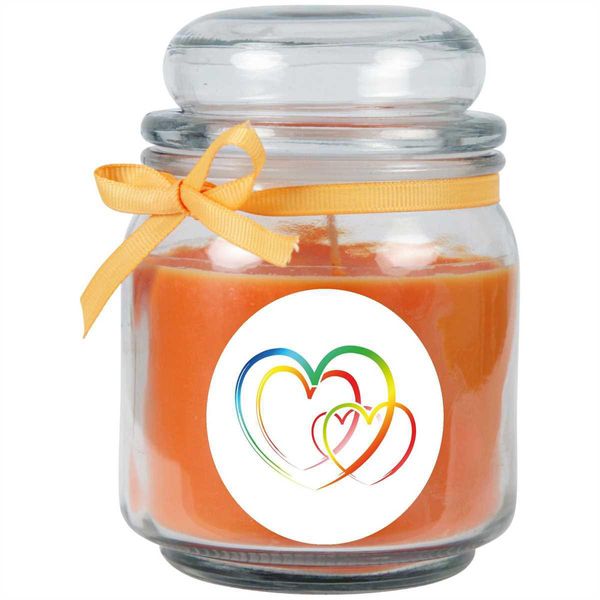 Candela Profumata In Barattolo Di Caramelle "Hearts"", Fragranza: Melone ( Arancia ), 300G - Dura Fino A 70 Ore"-image