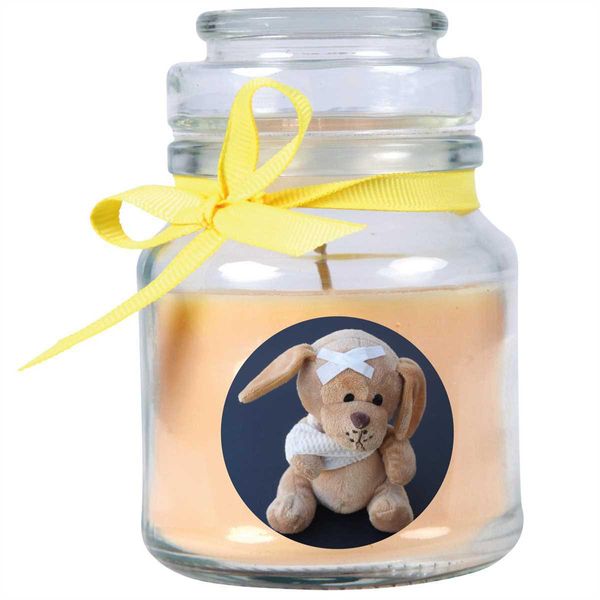 Candela Profumata In Barattolo Di Caramelle "Get Well Soon"", Fragranza: Vaniglia ( Giallo ), 120G - Brucia Fino A 30 Ore"-image