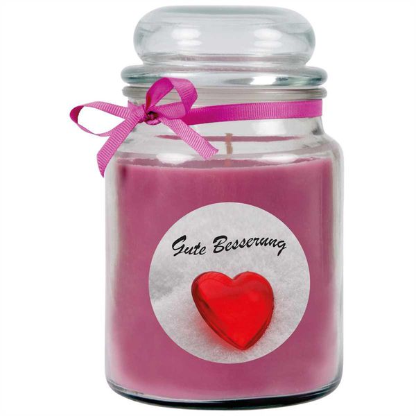 Candela Profumata In Barattolo Di Caramelle "Guarisci Presto"", Fragranza: Lavanda (Viola), 500G - Dura Fino A 110 Ore"-image