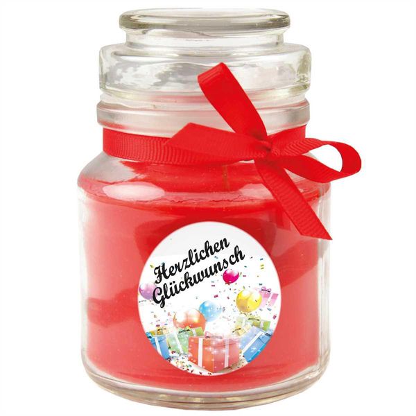 Candela Profumata In Barattolo Di Caramelle "Happy Birthday"", Fragranza: Rose (Rosso), 120G - Dura Fino A 30 Ore"-image