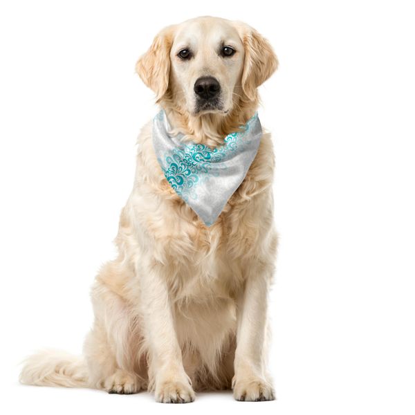 Abakuhaus Bandana Astratta Per Animali Domestici, Disegno Classico Floreale, 55X55 Cm, Verde Acqua Turchese Bianco-image