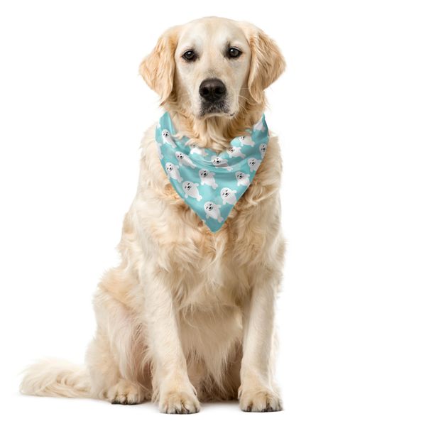 Abakuhaus Bandana Per Animali Domestici, Bianco Baby Seal Ocean, 55X55 Cm, Turchese Azzurro-image