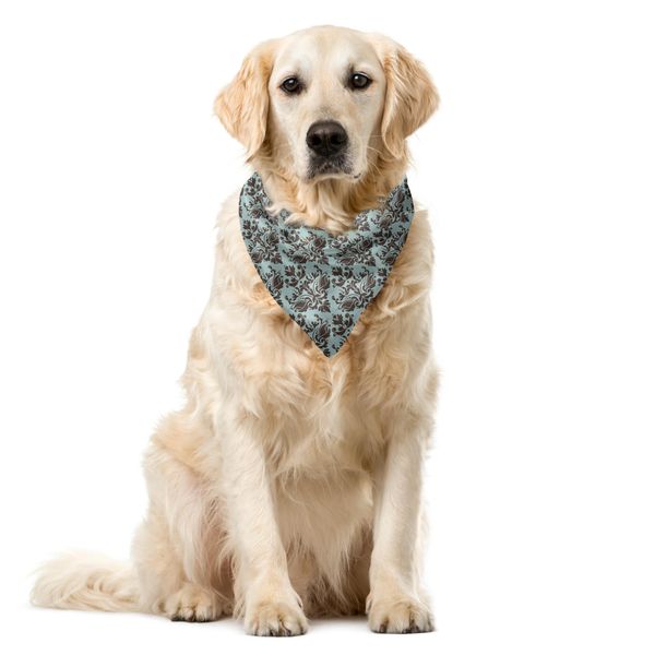 Abakuhaus Bandana Damascata Per Animali Domestici, Motivo Damascato, 55X55 Cm, Marrone Verde Acqua-image