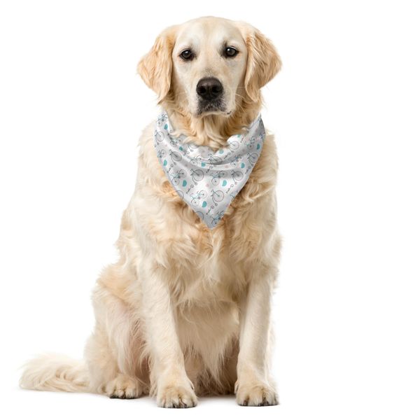 Abakuhaus Bandana Per Animali Domestici Vintage, Bikes Hipster Retro, 55X55 Cm, Rosa Tenue E Blu-image