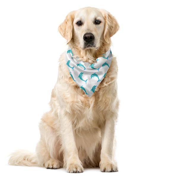 Abakuhaus Bandana Per Animali Domestici, Jumping Dolphin Mammiferi, 40X40 Cm, Aqua Bianco-image