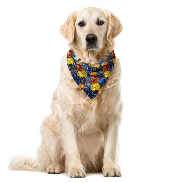 Abakuhaus Bandana Per Animali Domestici Vintage, Motivo A Quadranti, 55X55 Cm, Giallo E Nero-image