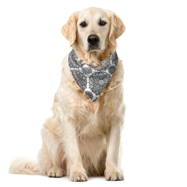 Abakuhaus Bandana Per Animali Domestici Mandala, Disegno Mandala Orientale, 55X55 Cm, Bianco E Nero-image