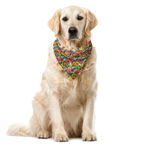 Abakuhaus Bandana Per Animali Domestici Vintage, Stile Geometrico Funky, 55X55 Cm, Multicolore-image