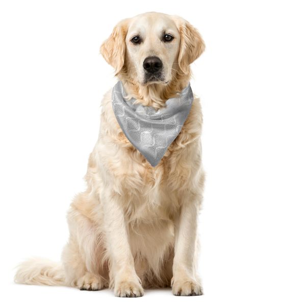 Abakuhaus Bandana Damascata Per Animali Domestici, Motivo Damascato Vintage, 40X40 Cm, Grigio Bianco-image
