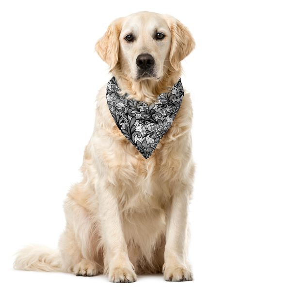 Abakuhaus Bandana Per Animali Domestici Bianca E Nera, Pizzo Vittoriano, 55X55 Cm, Bianco E Nero-image
