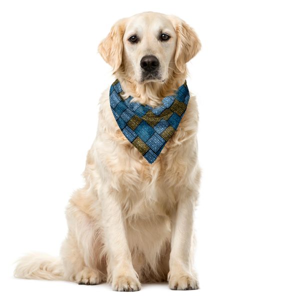 Abakuhaus Bandana Per Animali Domestici Vintage, Motivo Orientale Astratto, 40X40 Cm, Blu Caramello, Azzurro Pallido-image