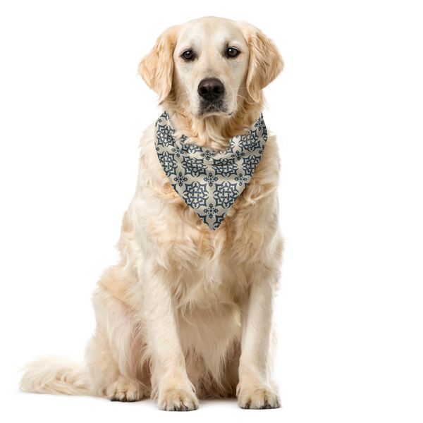Abakuhaus Bandana Orientale Per Animali Domestici, Decorata In Stile Orientale Senza Tempo, 55X55 Cm, Blu Ardesia E Beige-image